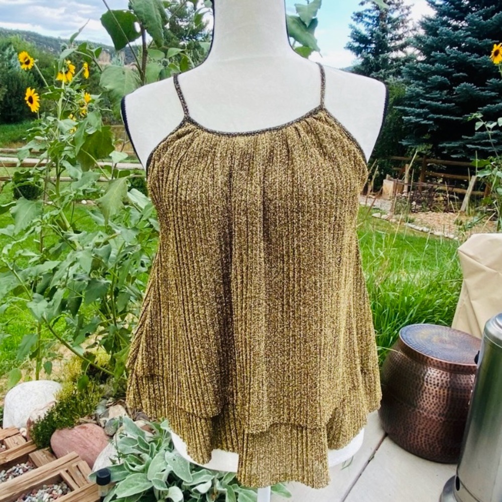 Layered sparkle halter top